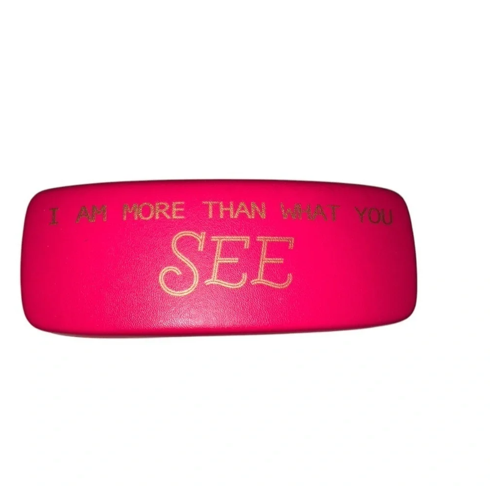 Pink Eyeglass Case with Gold Text “ I AM MORE THAN WHAT YOU SEE”